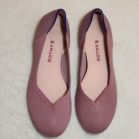 Rothy's The Flat Begonia Pink Knit Fabric Slip On Ballet Flats Bubble Gum Sz 9 - Picture 4 of 16